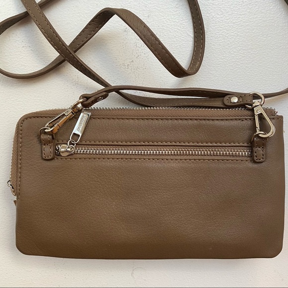 Danier Leather 3 Zipper Taupe Crossbody Bag - Picture 2 of 5